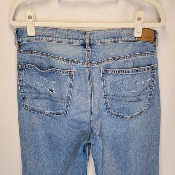 American Eagle Women's Size 12 Jeans Low Rise Skater Jean Distressed Destroyed - Picture 4 of 9